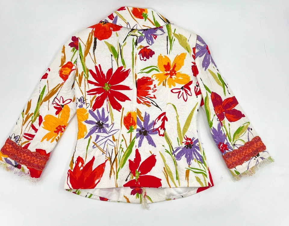 Dolce & Gabbana Jacket Womens 44 Button Up Floral Summer Embellished Collared - Image 2 of 4