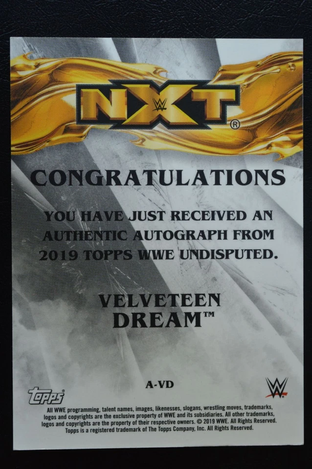 2019 Topps WWE Undisputed Autographs Orange VELVETEEN DREAM /99 - Image 2 of 2