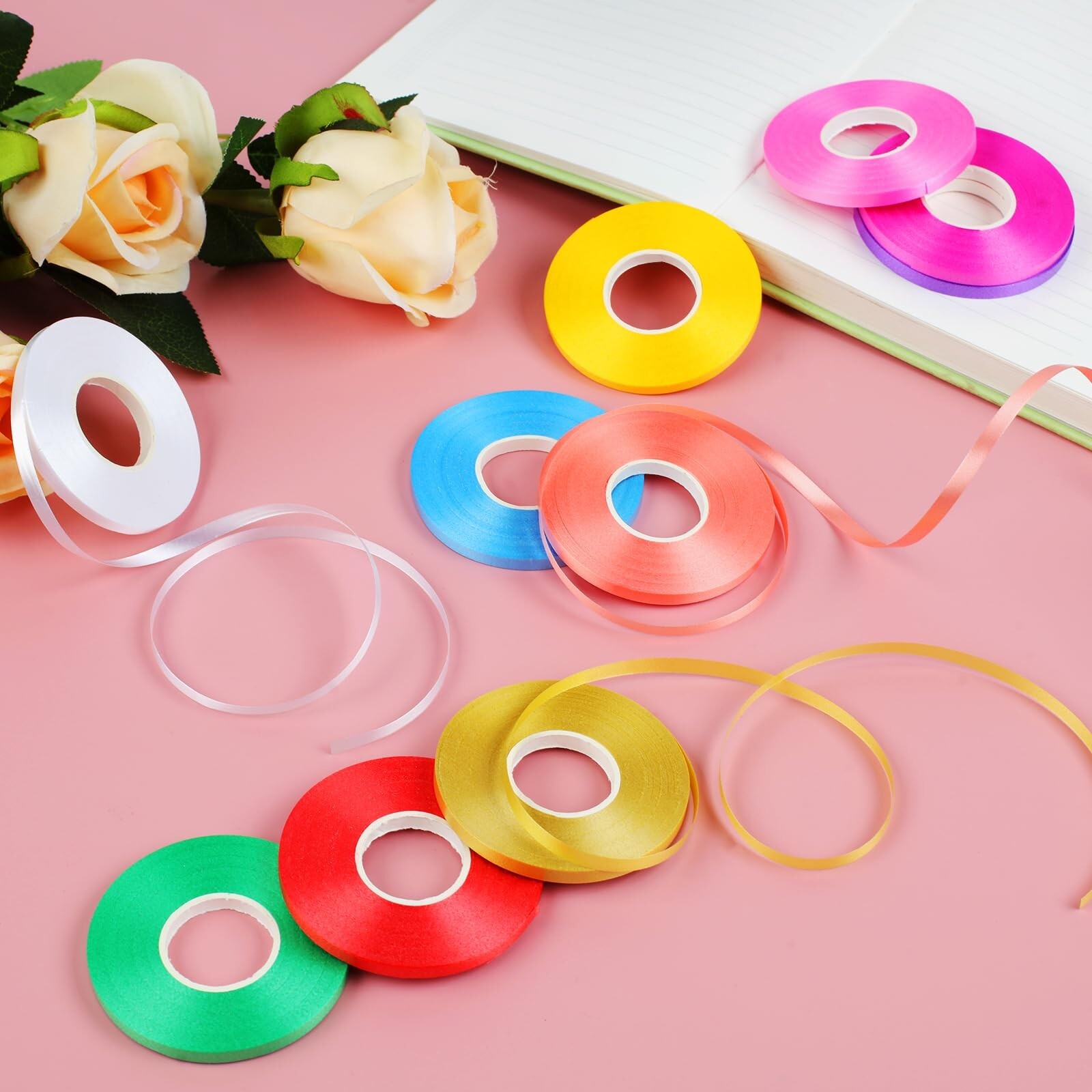 vivinin 27 Roll Curling Ribbon, 3/16 Inch x 32.8 Yard Balloon String, 15 Colo...