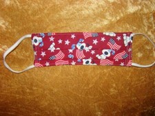 PATRIOTIC DOG FABRIC FACE MASK IN RED FROM THE PAWS  PALS BOUTIQUE NEW