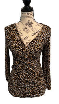 Banana Republic Top WS Leopard Blouse Career Casual Shirt Animal Print