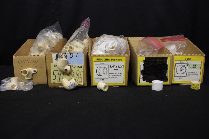 New Mixed Lot of 225 Pc. Plumbing Parts Caps, Elbows, Bushings Genova NIBCO