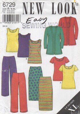 New Look Schnittmuster 6729 EASY Strick Jacke Hose Shirt Tops Gr. 10 - 24 Neu