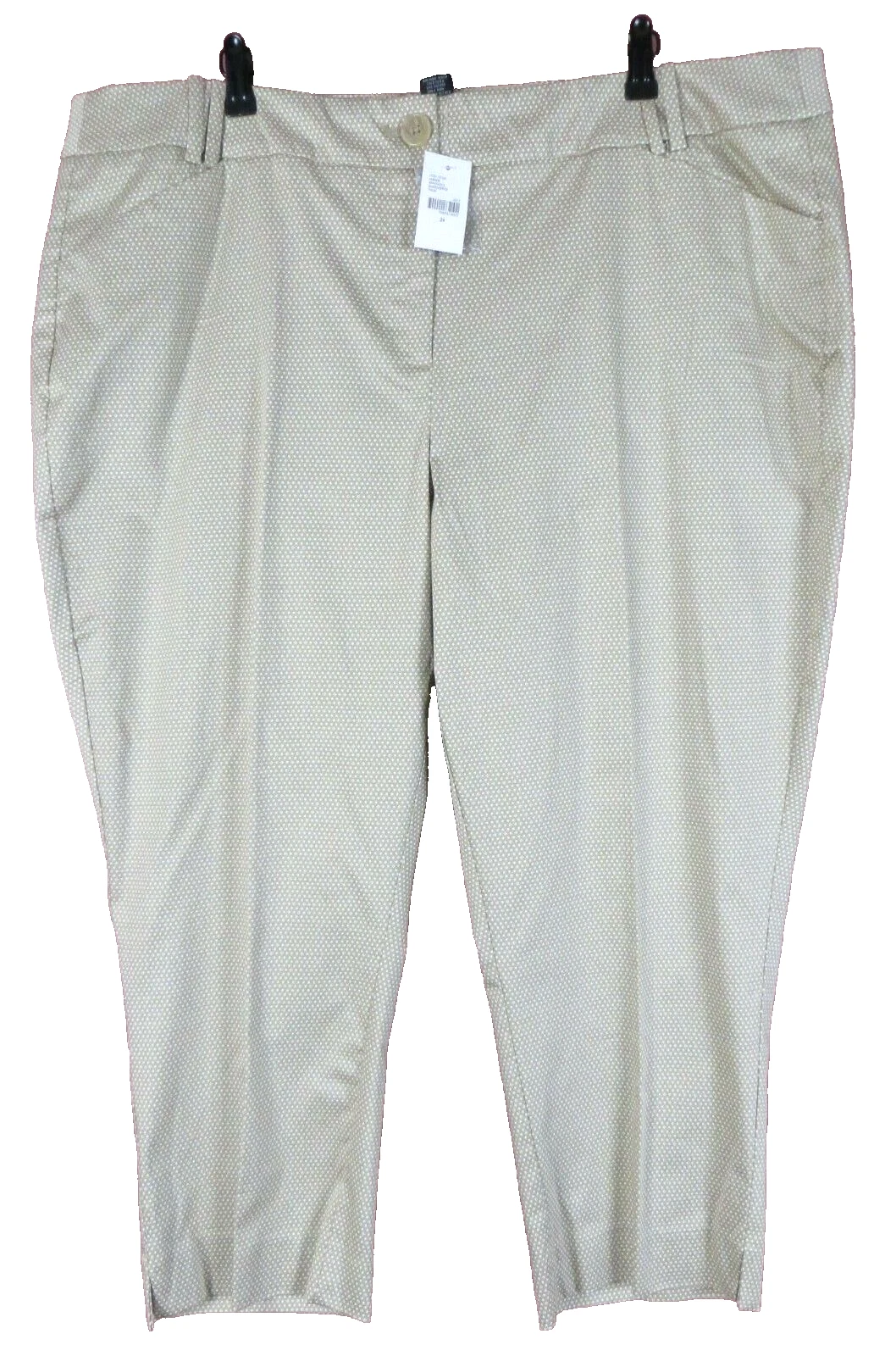 PNS1425- NWT LANE BRYANT Womens 97% Cotton Capri Pants Geometric Brown White 24