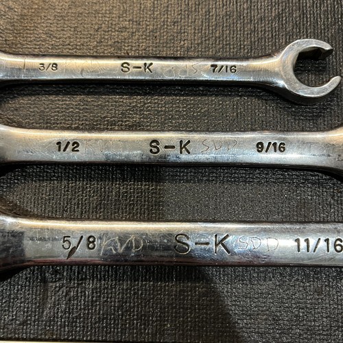 SK S-K TOOLS 3/8 x 11/16 F-1214 1618 2022 Flare Nut Wrench Set of 3 - 6 Pt USA  - Picture 2 of 4