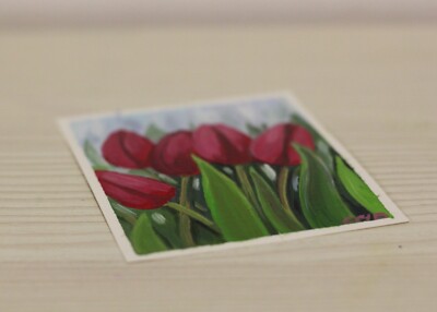 Tulips Original Oil Painting 4x3 Spring Flowers Hand Painted