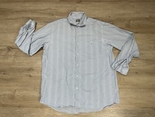 Lacoste Shirt Mens Sz 44 Blue Striped Button Down Preppy Casual Crocodile