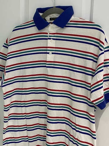 Polo Resilio Sport Azul Blanco Rayas 100% Algodón Manga Corta Talla Mediana - Imagen 3 de 11