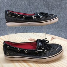 Sperry Top Sider Boat Shoes Youth 5 M Womens 6.5 Biscayne 1 Eye Black Fabric