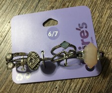 Claire  s Rhinestone Crystal Silver Tone Sz 6 7 Jewelry Lot Rings Nwt