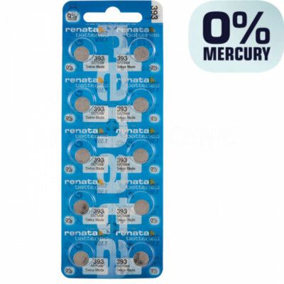 10 x Renata 393 Uhrenbatterien 1,55 V SR754W SR48 LR754 AG5 LR48 80mAh Knopfzell