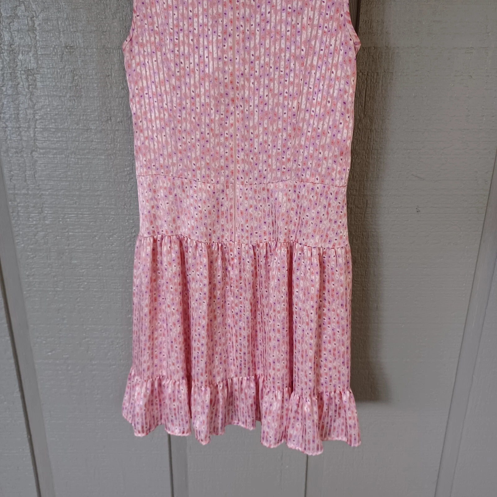 Abito donna a strati Kate Spade Poppy Field taglia 6 preppy righe floreali senza maniche