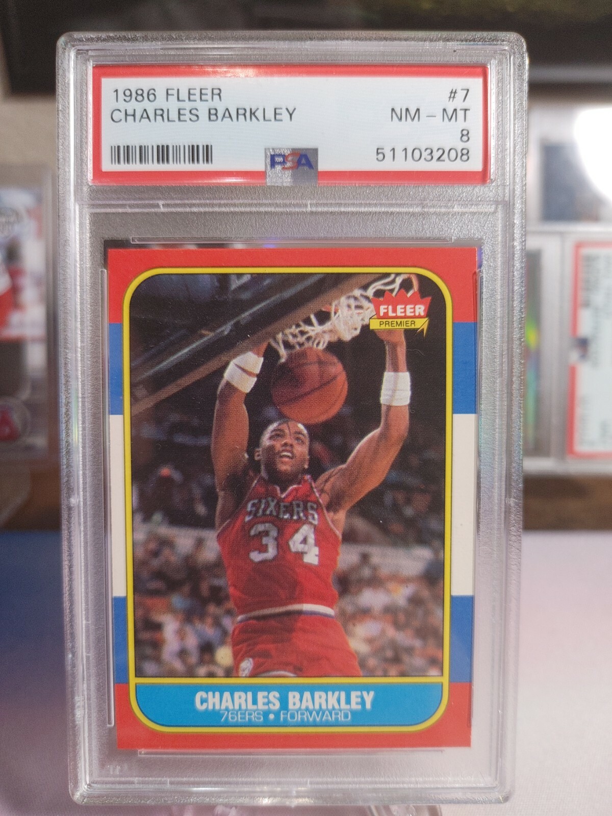 1986 Fleer #7 Charles Barkley RC PSA 8 Philadelphia 76ers