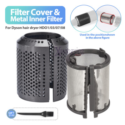 For Dyson Hair Dryer HD01 HD03 HD08 Replacement Cover+Inner Filter Bright Grey