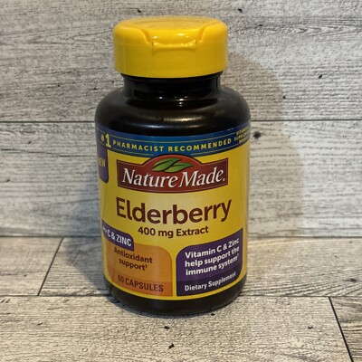 Nature Made Elderberry with Vitamin C & Zinc 60 Caps Exp 01/2026