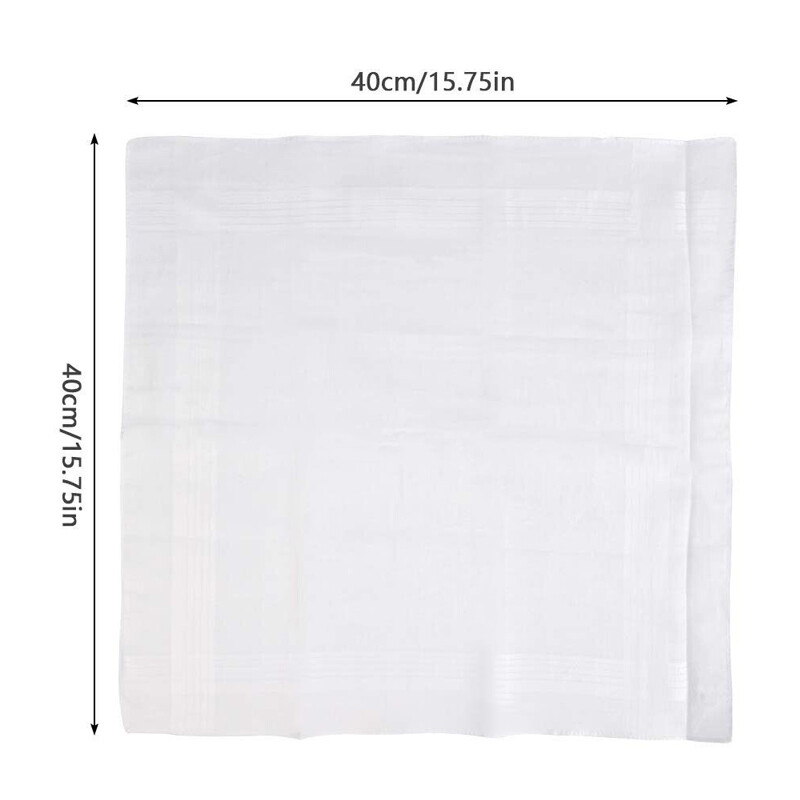 15PCS 40*40cm Mens Large White Plain Square Handkerchief Soft Cotton Hankies UK eBay