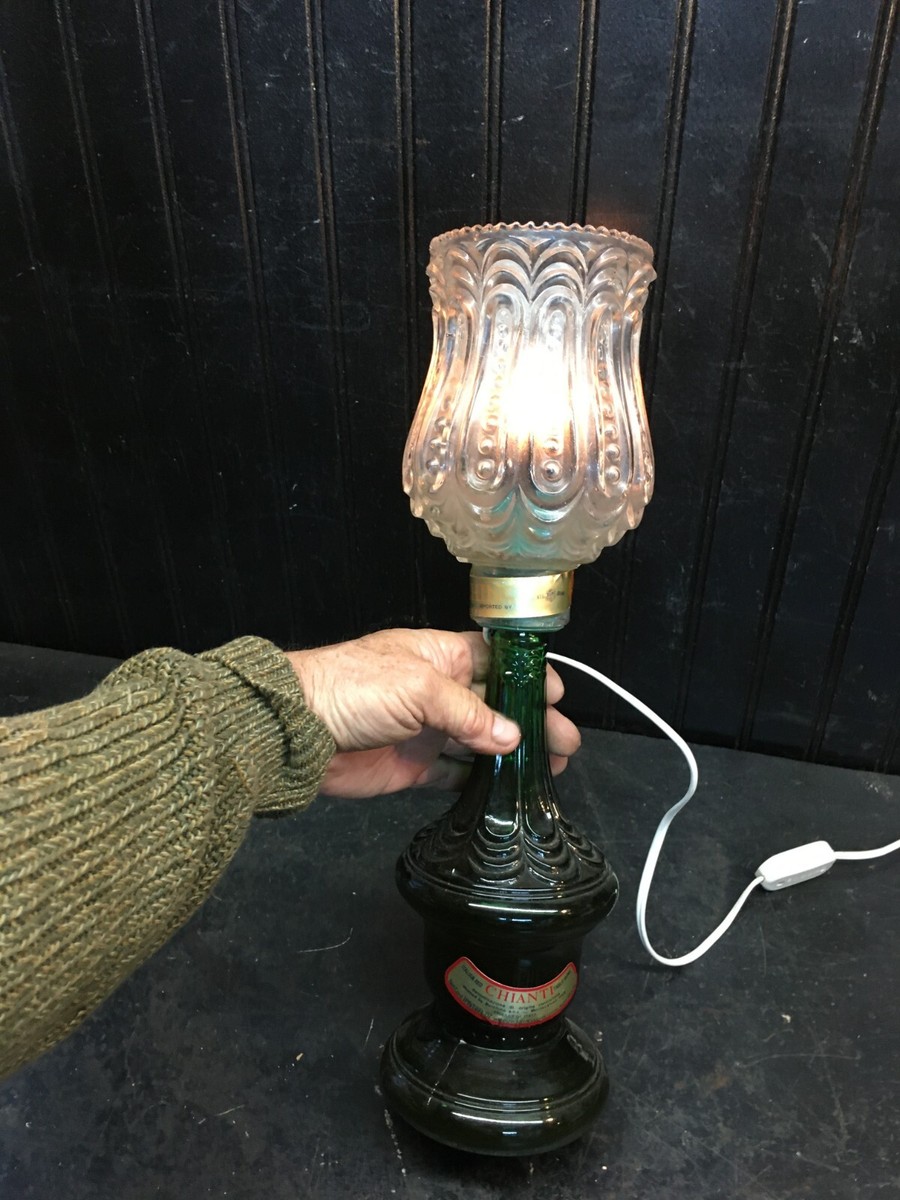 Vintage Rare Chianti Italian Glass Green Wine Bottle Conte Candle