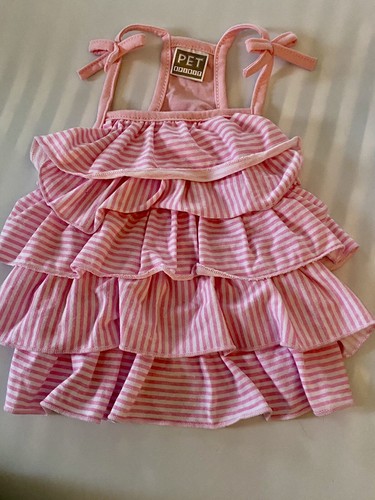 Pet Spirit Ruffle Dress Pink And White Striped 5-Tier EUC. OH MY GOODNESS!