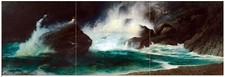 Tile Mural Waves Girl Rock K. Wilhelm Kitchen Bathroom Backsplash Marble Ceramic