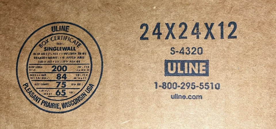 24" x 24" x 12" CARDBOARD BOX - 200 lb - 5 BOX BUNDLE - Image 2 of 4