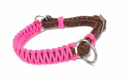 side pull hackamore attachment with a whoa hot pink Brown or Black chinstrap
