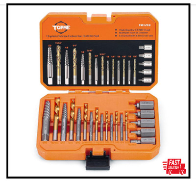 Easy Out Screw Extractor Set w HSS Steel Reverse Drill Bit for Broken Nuts 19PCS
