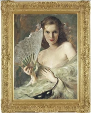 Handmade Old Master-Art Antique Oil Painting noblewoman girl on canvas 20"x30"