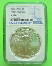2017 AMERICAN SILVER EAGLE NGC MS70 EARLY RELEASES 1oz Silver FREE USA SHIPPING