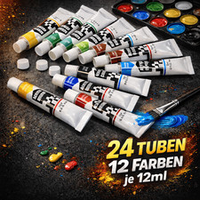 Acrylfarben Set Acryl Farben Künstlerfarbe 24 Tuben HOCHPIGMENTIERT Farbe Bunt