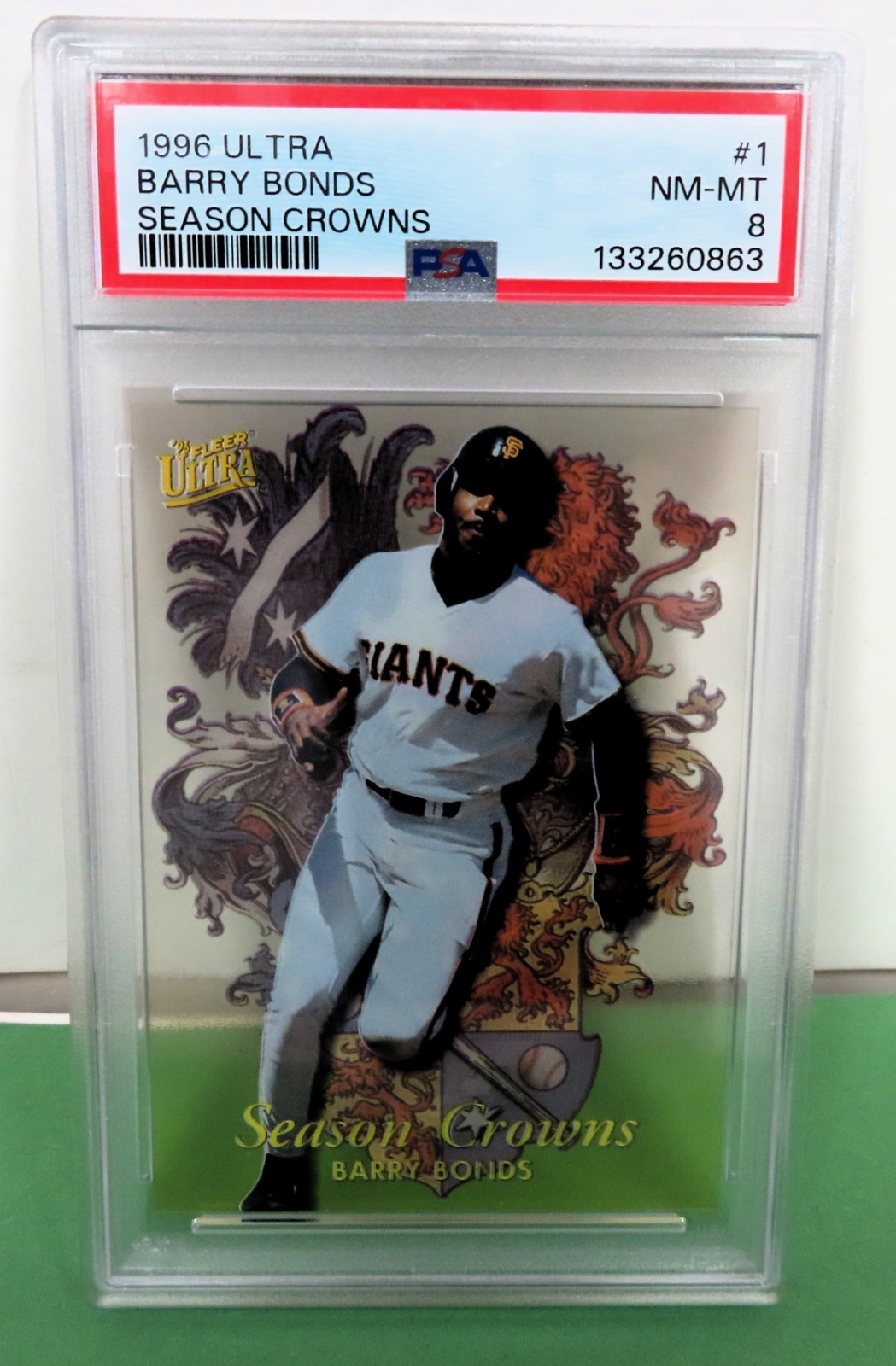 1996 Fleer Ultra BARRY BONDS Season Crowns INSERT #1   PSA 8 NM-MT   Giants view 4