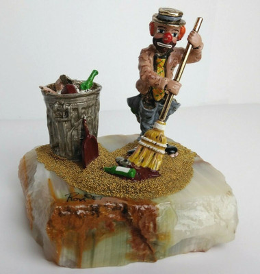 Ron Lee ''Rufus & His Refuse Cleaning Up!'' Sculpture Figurine 1987 Onyx Base Rare