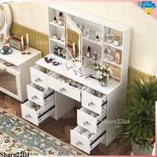 Vanity Set with LED Lighted Mirror Makeup Dressing Table Dresser Desk & 7 Drawer