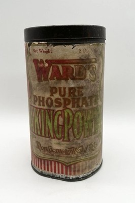 Antique Ward s Pure Phosphate Baking Powder Tin 2 lb Montgomery Ward Vintage