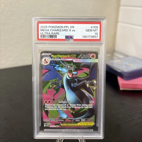 2025 POKEMON PFL EN PHANTASMAL FLAMES #109 MEGA CHARIZARD X EX ULTRA RARE PSA 10