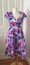 Retro 1940s Lindy Bop Celestine Pink Lily Swing Dress Size 12 Goodwood Festival