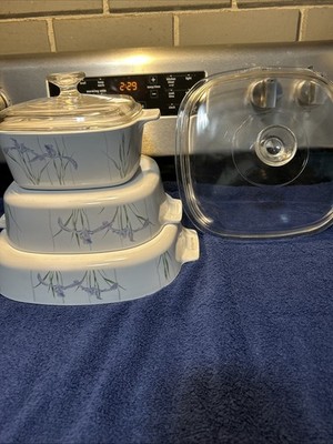 Vtg CorningWare Shadow Iris A-5-B 5L Lid A-2-B 2L A-1-B 1L Lid  2 Lid Set.