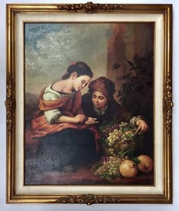 Original Oil Painting / Alfredo Rodriguez Signed 1977 The Little Fruit Sellers