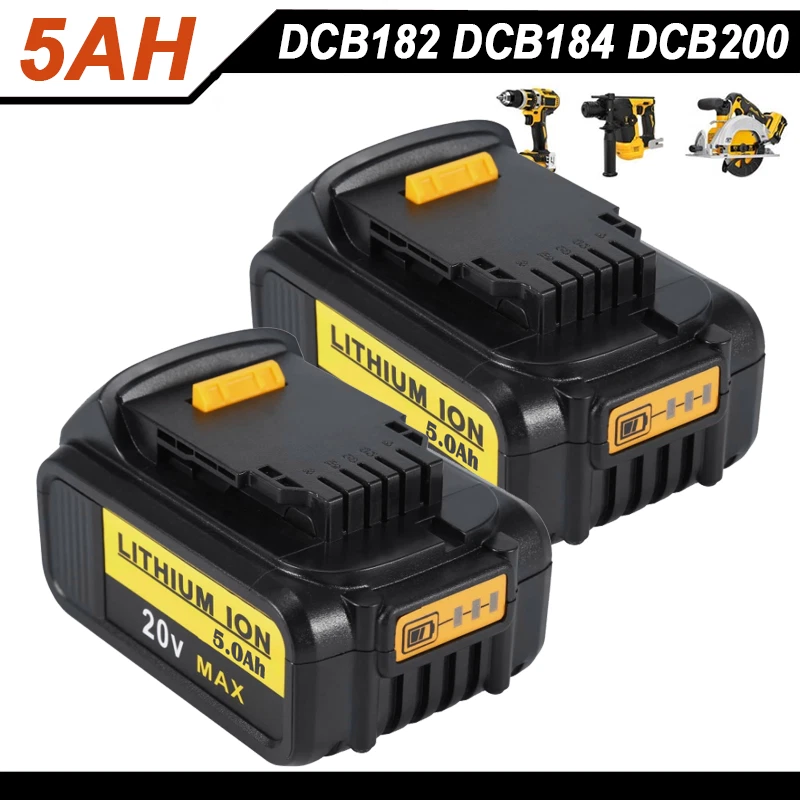 2x Akku 18V 5,0 Ah XR Li-Ion Für DeWalt Batterie DCB182 DCB205-2 DCB200-2 DCB184