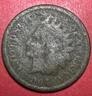 1864L US Indian Head Cent! Pointed Bust! VG Details! Old US Coin!