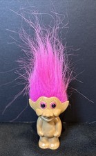 Vintage 1980s Russ Troll Doll 3  Toy Pink Hair and Pink Eyes Great Condition