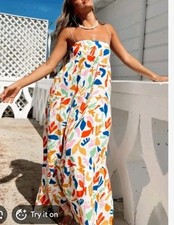 Show Me Your Mumu Long Weekend Maxi Dress Womens S White Multicolor Abstract