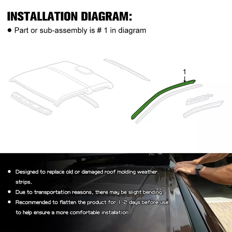 Toyota Tacoma 2005-2015 Roof Kit 2Pcs Roof Drip Molding Weatherstrip For Toyota Tacoma Double Cab 2005-2015 | 75551-04063 75552-04063 Replacement Drip Molding Replacement