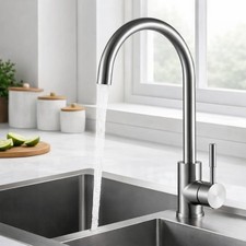  High Pressure Kitchen Tap with Fixed Spout Chrome Silver