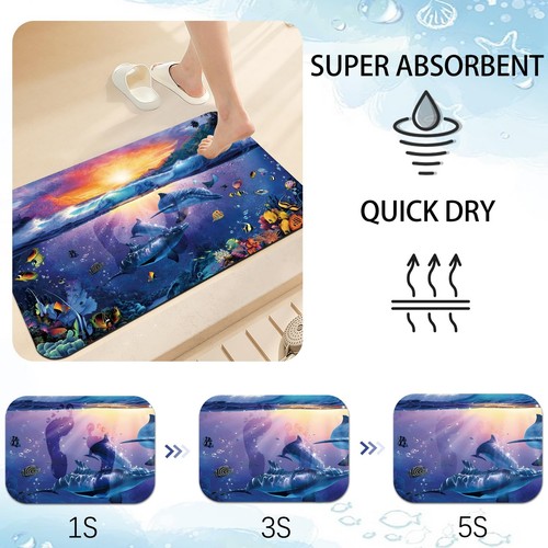 Bath Rugs for Bathroom Non Slip Bathtub Mat Absorbent Quick Dry Shower Mats - Picture 2 of 7