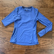 Spyder Women's Active Shirt Small Blue Thumb Holes Crew Neck Pullover Running