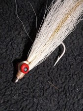 FISHING FLIES CLOUSER MINNOW WHITE # 1/0 CUSTOM TIED BASS SALTWATER IDYLWILDE