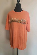 BB Paradise Shores Mens Short Sleeve Woody Wagon T-Shirt Coral Orange Size L