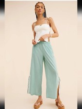 New Anthropologie Eyelet Trim Wide Leg Pants S