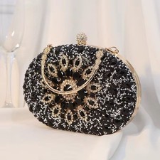 Black Rhinestone Crystal Evening Clutch