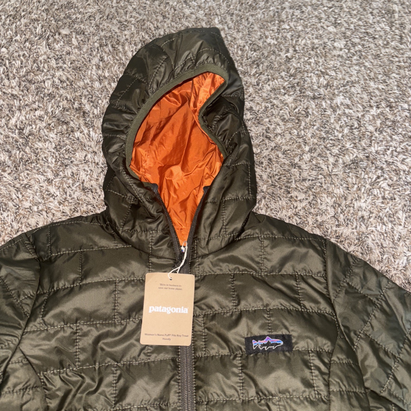 Patagonia Women’s NANO PUFF  FITZ ROY Jacket Hoody Size XS Pine Needle Green NWT thumbnail 3